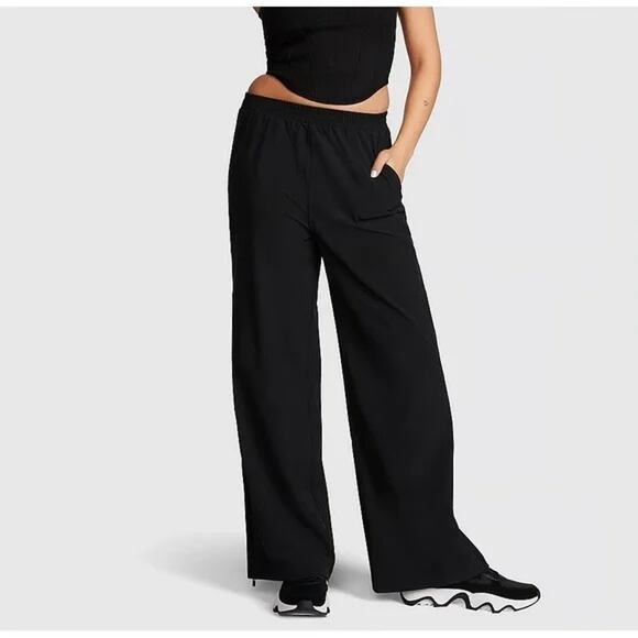 PINK by Victoria’s Secret Women’s sz XXL Black Zip- It Track Pants Wide Leg - Picture 1 of 11